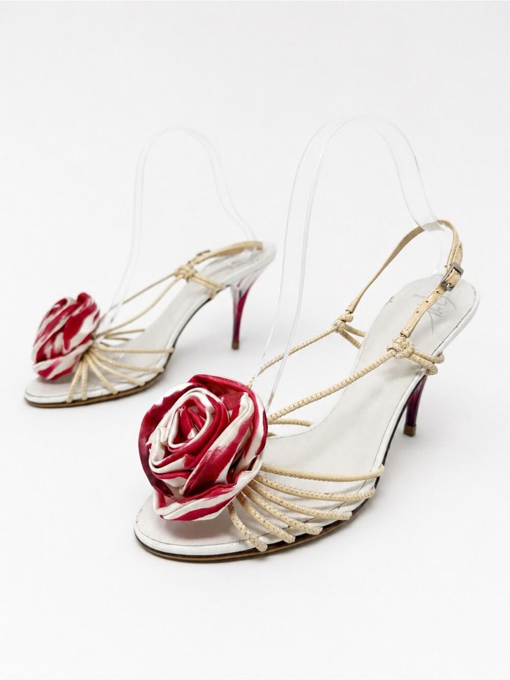 Giuseppe Zanotti Floral Rose Slingback Heels Womens Size EU 39